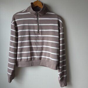 EUC DANSKIN STRIPED MOCK NECK LONGSLEEVES SUPER SOFT TOP 1/4 ZIP SIZE SMALL